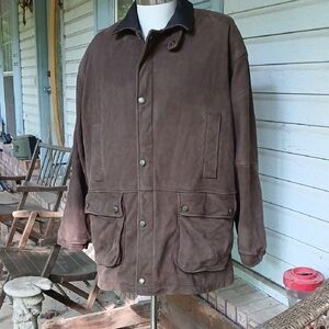 ROUNDTREE & YORKE, Men's Brown LEATHER SUEDE Jacket/COAT. SZ.L.